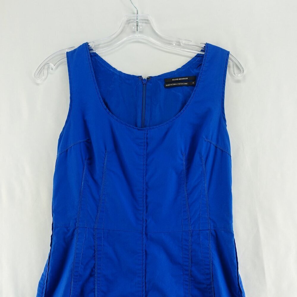Club Monaco Blue Cotton Scoop Neck Mini Dress Women's size 0 - Picture 3 of 9